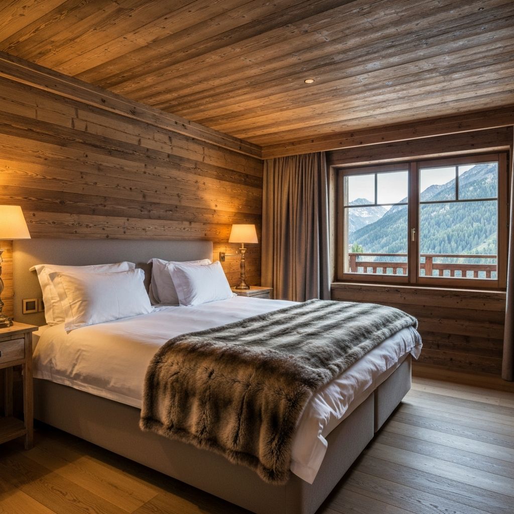 Chambre principale avec vue montagne